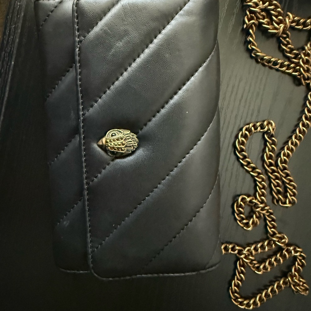 Elegant Black Quilted Clutch with Gold Chain